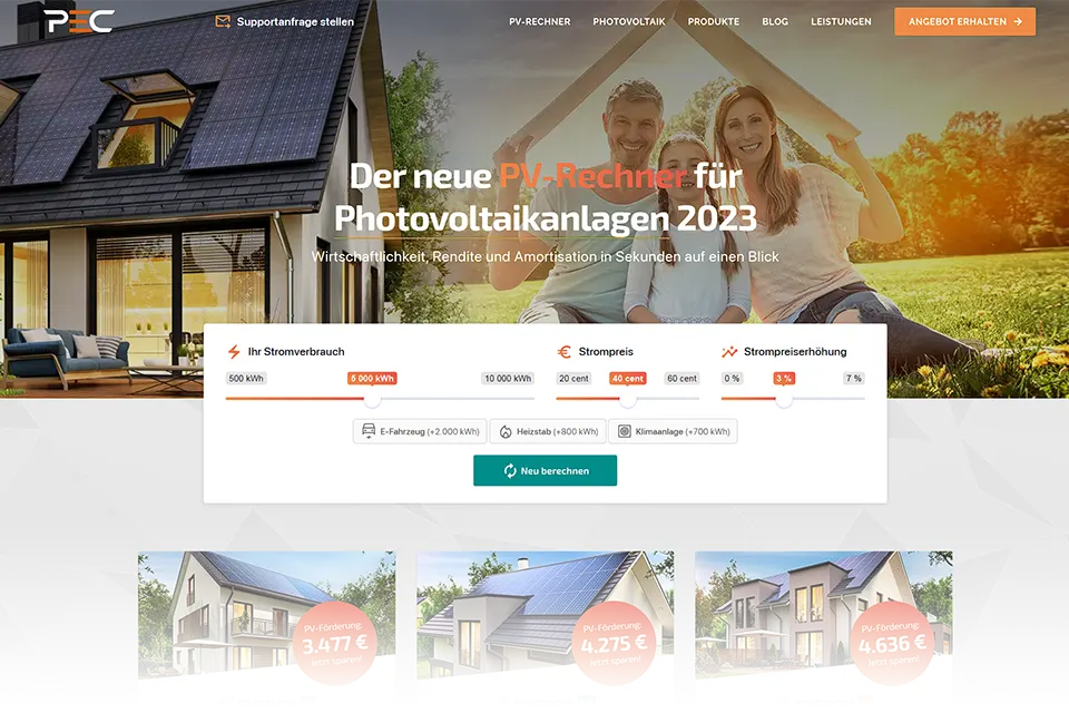 PEC Photovoltaik-Rechner